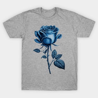 Blue Rose Drawing, Flower Drawing, Gift For Her T-Shirt